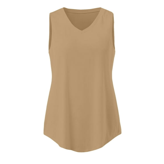 Aayomet Ladies Tops And Blouses Basic Tank Tops for Women Undershirts Tanks Tops Lightweight Camis Tank Tops,Khaki XL