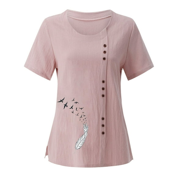Aayomet Ladies Tops And Blouses Women's Graphic Oversized Tees Letter Print Summer Tops Half Sleeve Loose Casual T Shirts,Pink L