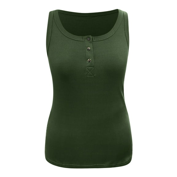 Aayomet Ladies Tops And Blouses Womens Crewneck Sleeveless Tank Tops Summer Casual Loose Fit Basic Shirts,Green M