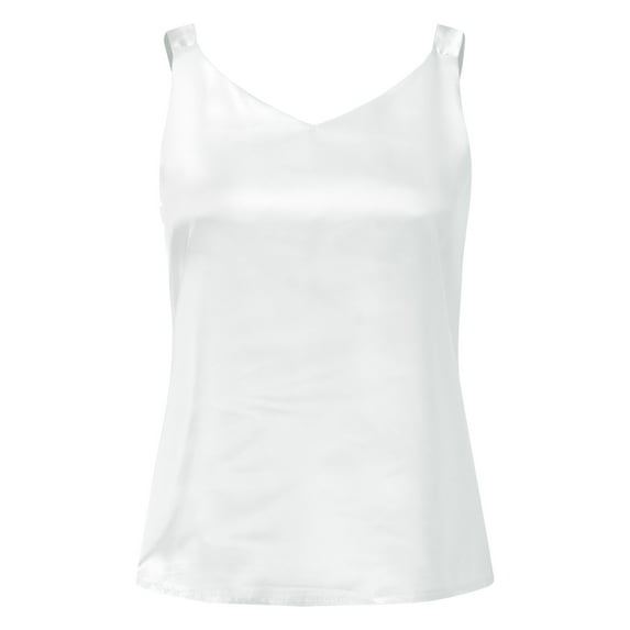 Aayomet Ladies Tops And Blouses Womens Silk Spaghetti Strap Camisole Satin Camisole Womens Tank Top,White L