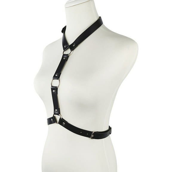 Aayomet Lingerie Retail Women Punk Pu Leather Ring Linked Thigh Garter Belt Lingeries Garter Leg Harness For Women,Black One Size