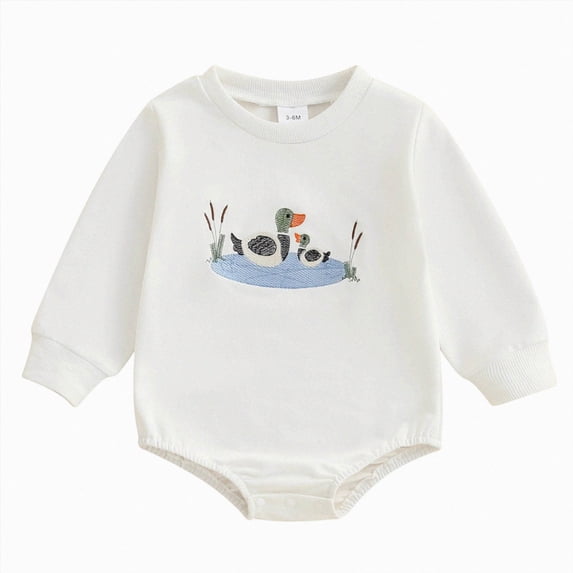 Aayomet Little Duckling Baby Romper Sweatshirt Mallard Duck Bodysuit Newborn Boy Girl Coming Home Outfit