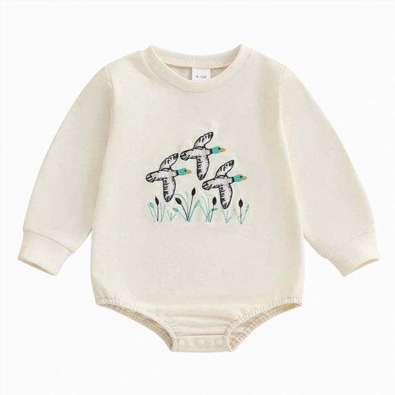 Aayomet Little Duckling Baby Romper Sweatshirt Mallard Duck Bodysuit Newborn Boy Girl Coming Home Outfit