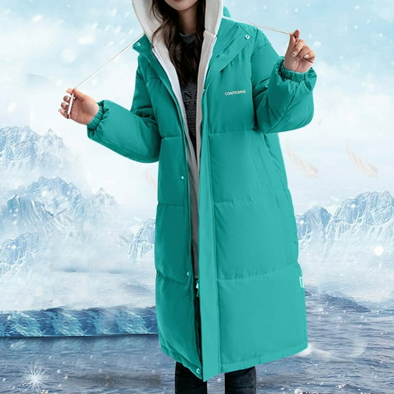 Aayomet Long Coats For Women Winter Coats for Womens Plus Size Jacket Long Sleeve Hooded Cardigan Sweatshirts Open Front Lapel Outerwears,Blue L