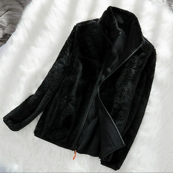 "Aayomet Long Coats For Women Winter Warm Sherpa Lined Coats Jackets for Women Plus Size Hooded Parka Suede Long Pea Coat Outerwear,Black 4XL"