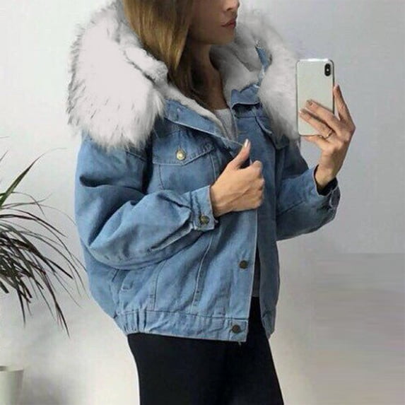 Aayomet Long Coats For Women Women's Plus-Size Mid-Length Faux-Fur Collar Down Coat with Hood,Gray L