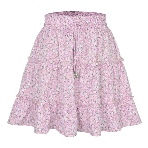 Aayomet Long Skirt Womens High Waist Polka Dot Pleated Skirt Midi Swing Skirt with Pockets,Pink XXL