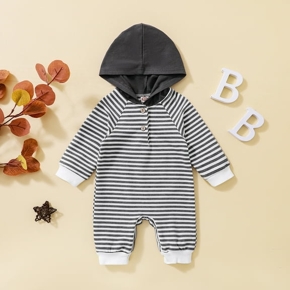 Aayomet Long Sleeve Bodysuit Baby Boy Baby Boys Cotton Romper Outfits Long Sleeve One-Piece Toddler Button Jumpsuits,Gray 6-12 Months