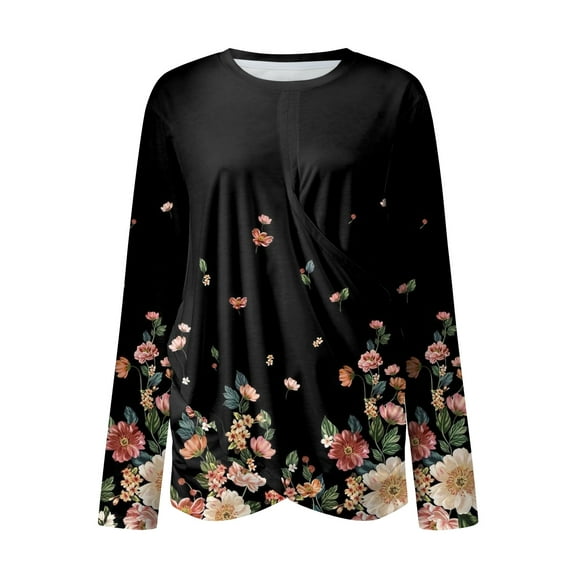 Aayomet Long Sleeve Crop Tops For Women Women's Long Sleeve Crew Neck Cute Tunic Color Block Tops,E L