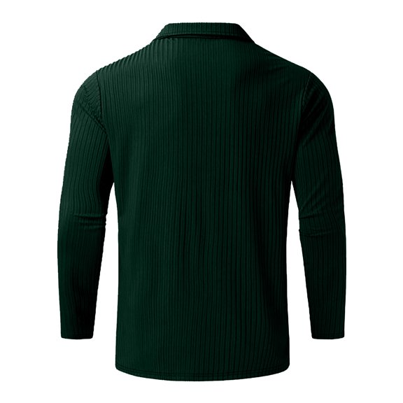 Aayomet Long Sleeve Polo Shirts for Men T Shirt Zipper Turn Down Collar Long Sleeve Tops T Shirt (Green, M)