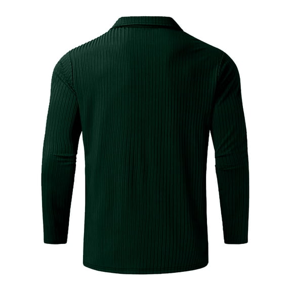 Aayomet Long Sleeve Polo Shirts for Men T Shirt Zipper Turn Down Collar Long Sleeve Tops T Shirt (Green, S)
