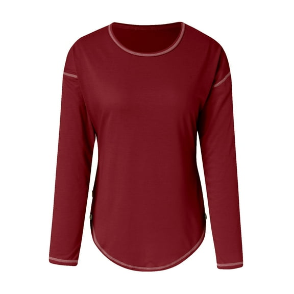 Aayomet Long Sleeve Tee Shirts For Women Womens Long Sleeve T Shirts Casual Dressy Blouses Twist Knot Tunic Tops for Leggings,Red XL