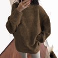 thumbnail image 1 of Aayomet Long Sweater Cardigan Women Women Turtleneck Sweater Dress Long Lantern Sleeve Casual Loose Oversized Winter Knit Pullover Mini Dresses,Brown S-XXL, 1 of 4