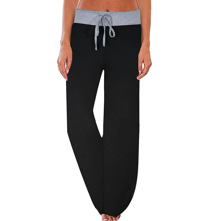 Aayomet Lounge Pants Women Womenâ€™s High Waisted Sweatpants Baggy Lined  Lounge Pants Comfy Wide Leg Drawstring Joggers with Pockets,Black M 