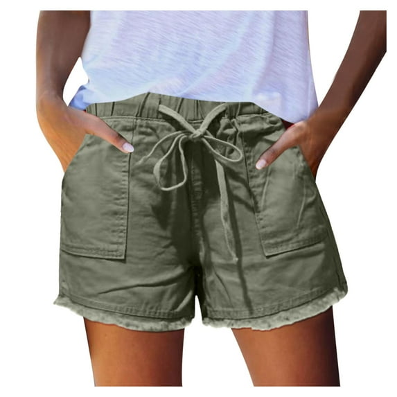 Aayomet Lounge Shorts For Women Short Mid Women's Loose Waist Pants Fitting Cargo Summer Linen Shorts For Women Green,S