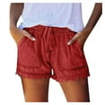 thumbnail image 1 of Aayomet Lounge Shorts For Women Short Mid Women's Loose Waist Pants Fitting Cargo Summer Linen Shorts For Women Red,S, 1 of 5