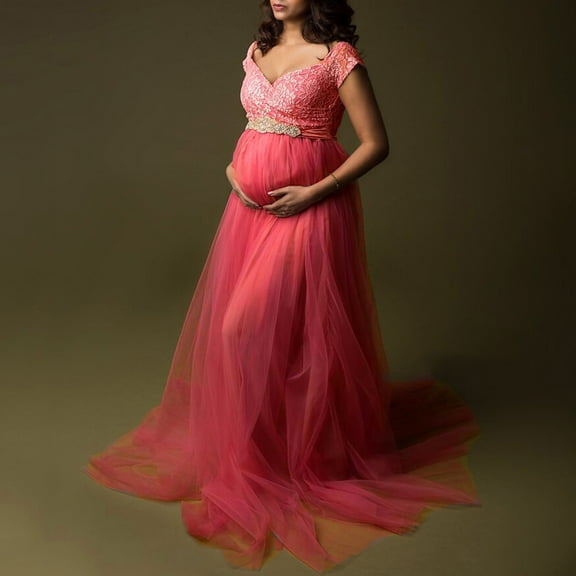 Aayomet Maternity Dress for Photoshoot Maternity Clothes Feeding Dress Supplier Maternity Dress Women Mesh Sleeveless, Red S