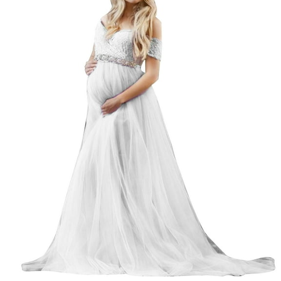 Aayomet Maternity Dress for Photoshoot Maternity Clothes Feeding Dress Supplier Maternity Dress Women Mesh Sleeveless,White S