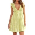 thumbnail image 1 of Aayomet Maxi Dress Women Sleeveless V Neck Tie Dress Elegant Fashion Dress Festive Party Dress,Yellow XL, 1 of 3