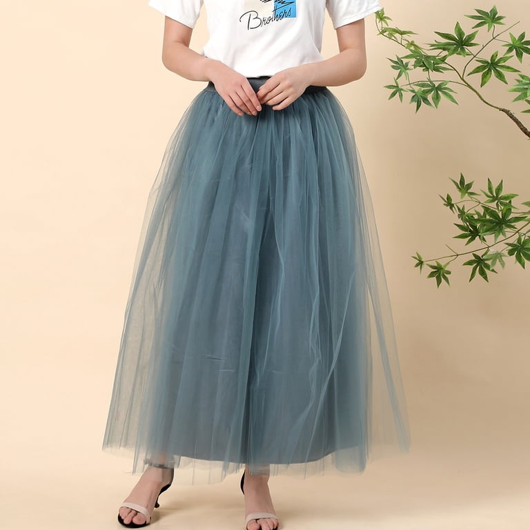 残り1点即日発送可能　big volume tulle skirt gray Aayomet Maxi Skirt Women Plus Size Mesh Tulle Skirt Pleated