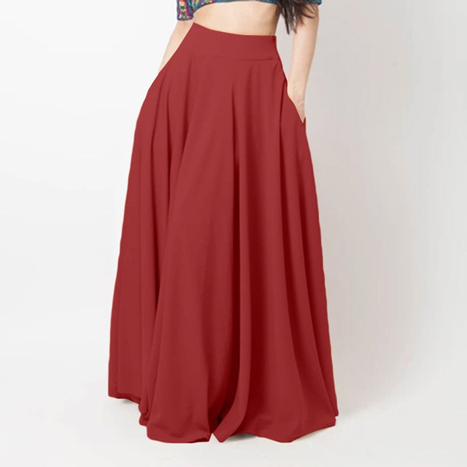 Asymmetrical Flared Skirt - Maxi Skirts - Women