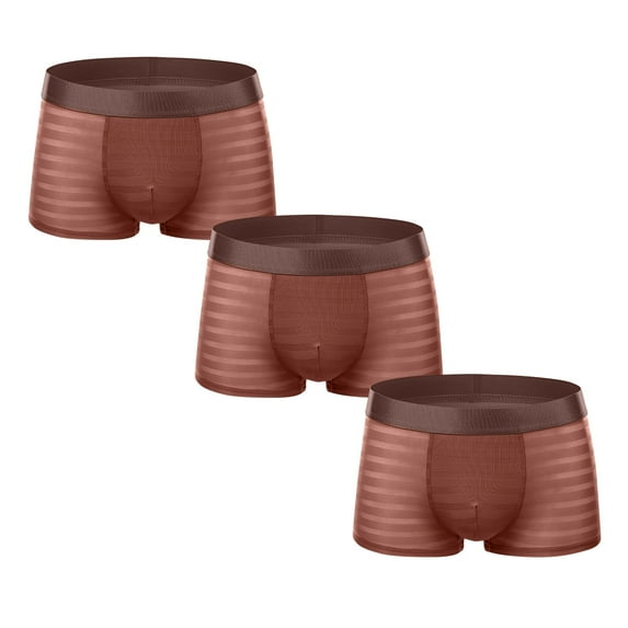 Aayomet Men'S Boxer Briefs Men's Enhancing Underwear Briefs Ice Silk Big Ball Pouch Briefs for Male Pack,Brown 3XL