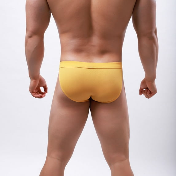 Aayomet Men'S Boxer Briefs Mens Enhancing Underwear Briefs with Ball Pouch Low Rise Soft Breathable Bamboo Brief for Men,Yellow S