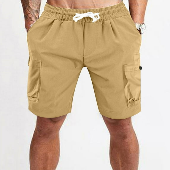 Aayomet Men'S Shorts Five-Point Pocket Short Color Solid Plus Size Loose Casual Men's Multi Pants Men's Big Men's Khaki,3XL