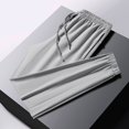 thumbnail image 1 of Aayomet Men Sweatpants Loose Ice Silk Solid Sports Leggings (Gray, XL), 1 of 5