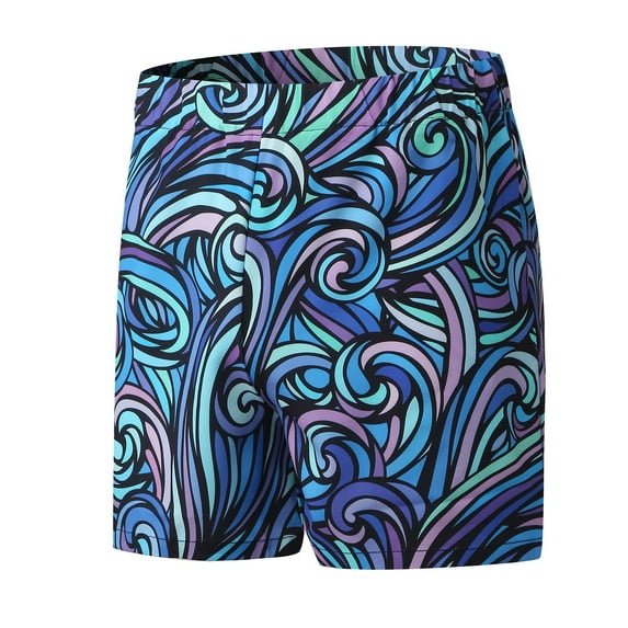Aayomet Men Swim Trunks Loose Spring Shorts Outdoor Five-point Men's Quick-drying Summer Floral Swimming Beach Pants Print And,Blue S
