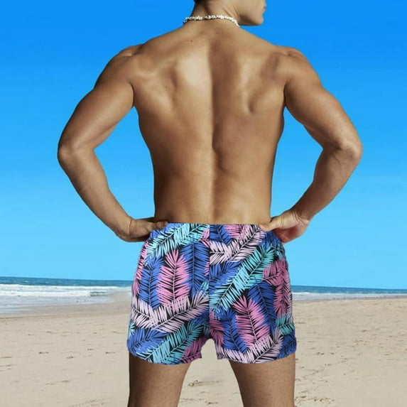 Aayomet Men Swim Trunks Loose Spring Shorts Outdoor Five-point Men's Quick-drying Summer Floral Swimming Beach Pants Print And,Sky Blue L