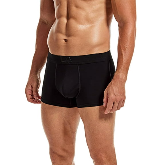 Aayomet Men Underwear Boxer Briefs, Cool Dri Moisture-Wicking Underwear, Cotton No-Ride-up for Men, Multi-Packs Available,Black L