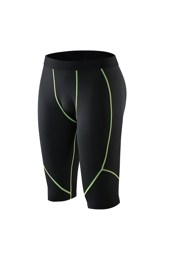 Men's 3/4 Compression Pants Sports Performance Active Cool Dry Running Tights Capri Leggings Yoga Gym Base Layer (L,Grey)