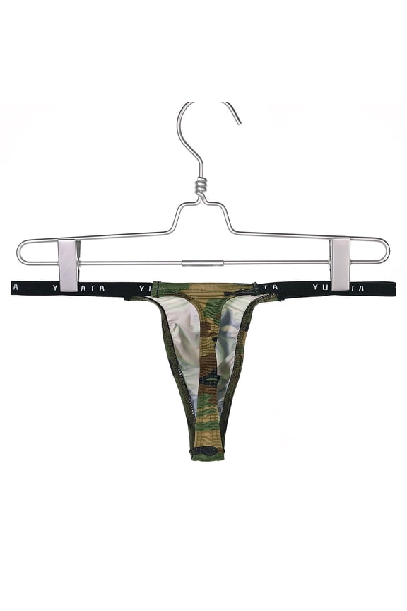 Men's Bikini Brief Men Printed Breathable Camouflage Low Waist Knitted Thong Briefs,Army Green Medium