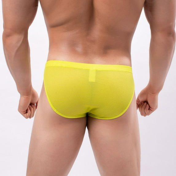 Aayomet Men's Bikini Brief Men's Underwear Fashion Low Rise Trend Sharp And Interesting Double Ding Pants,Yellow X-Large