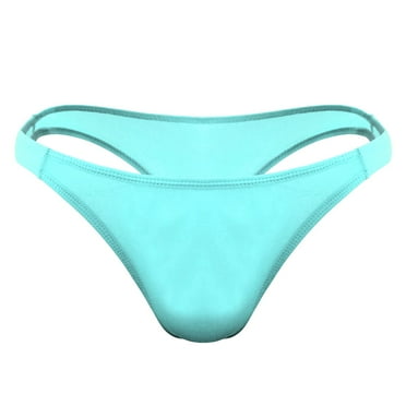 Aayomet Men's Bikini Brief Men's Underwear Fit Translucent Ice Silk Low Waist Buckle G String Pants T Pants,BU2 One Size