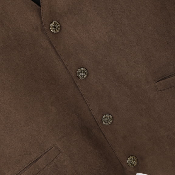 Aayomet Men's Outdoor Winter Vest Suede Retro V Neck Solid Color Pocket Button Leather Vest Jacket Vest (Brown, XXL)