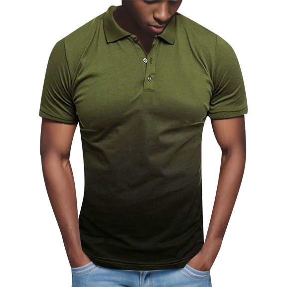 Aayomet Men’s Polo Shirts Casual Stylish Short Sleeve Shirts Collared T-Shirt,Green XXL