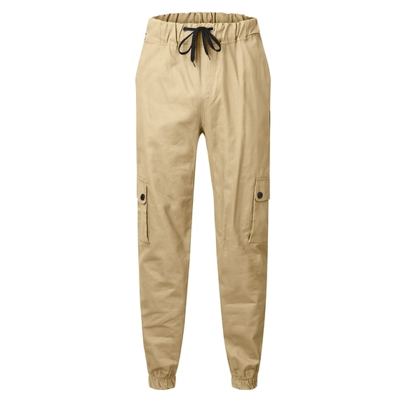 Aayomet Men's Sweatpants Men's Pants Lightweight Quick Dry Hiking Fishing Running Workout Active Pants 2 Zipper Pockets Open Bottom Jogger,Khaki XL