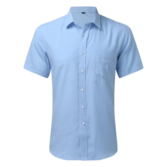 Aayomet Men's T-Shirts Men's Retro Short Sleeve Corduroy Shirt Casual Button Down Shirts,Sky Blue XXL