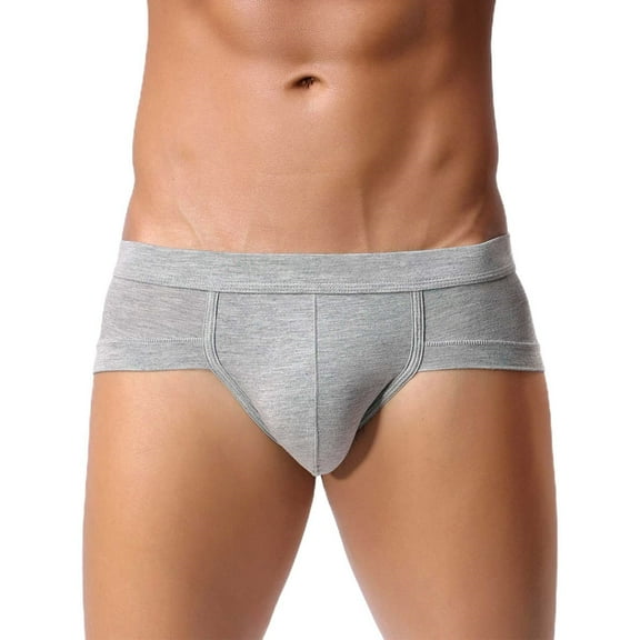 Aayomet Mens Boxers Men's Solid Color Underwear U Shaped Low Waist Briefs Men's Underwear,Gray XX-Large