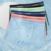 Aayomet Mens Boxers Mesh Underwear Men Ice Silk Breathable Mesh Briefs Thin Transparent Trunks Soft Underpants,B 4X-Large