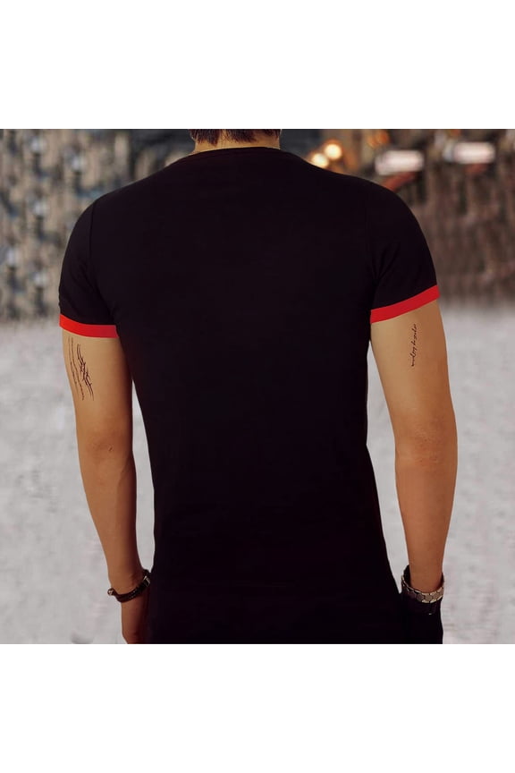 Mens For T Shirts Mens Slim Fit T Shirt Contrast T Shirt Gradient Panel Short Sleeve Cotton Top Anime T Shirts,Red 3XL