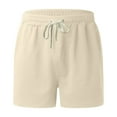 thumbnail image 1 of Aayomet Mens Gym Shorts Men's Classic-fit 5.5" Cotton Casual Shorts Elastic Waistband with Multi-Pocket Daily Wear Walking Summer Outfit,Khaki XL, 1 of 4