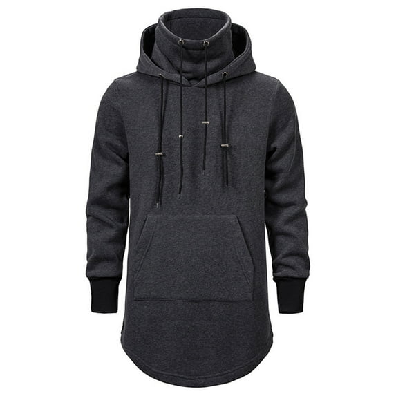 Aayomet Mens Hoodies Long Top Sleeved Color Lengthened Casual Hem Autumn&Winter Men's Solid Sweater Black Hoodie Men Pullover Tops,S-3XL
