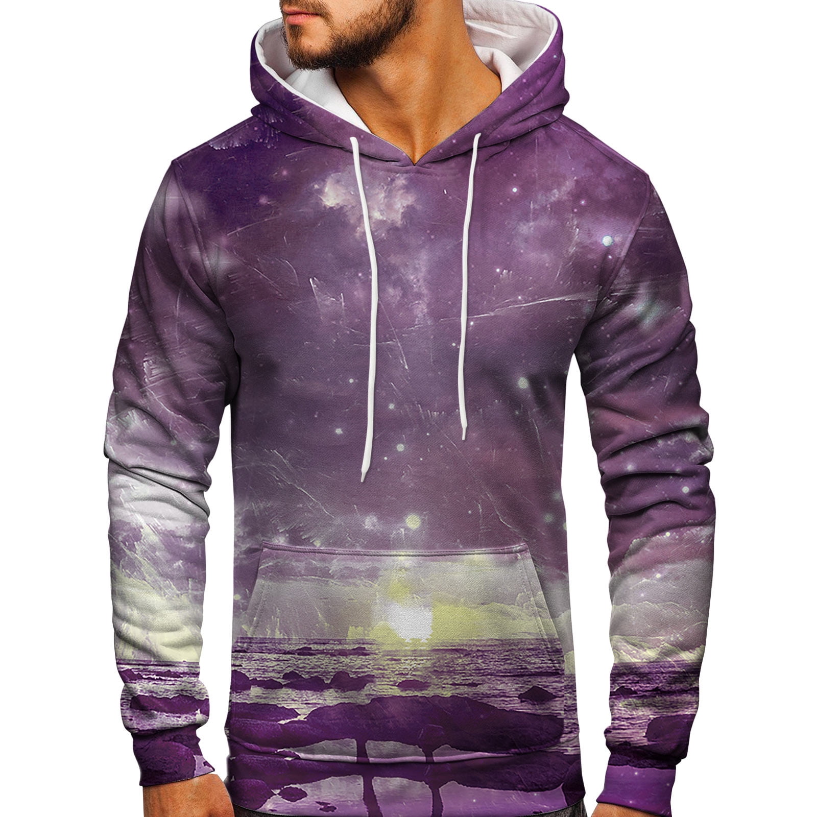 Aayomet Mens Hoodies Pullover Men s Heavyweight Hooded Sweatshirt Full Zip Hoodie with Arm Zipper Pocket Purple XL Beige