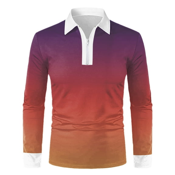 Aayomet Mens Long Sleeve Polo Shirts Shirt Turn Down Collar Long Sleeve Tops T Shirt (Pink, XXXL)