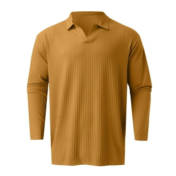Aayomet Mens Polo Shirts Long Sleeve Men's Classic Polo Shirts Long Sleeve Casual Dress Shirts Fitted Business Shirt Casual Tops Tee Shirts,Yellow M