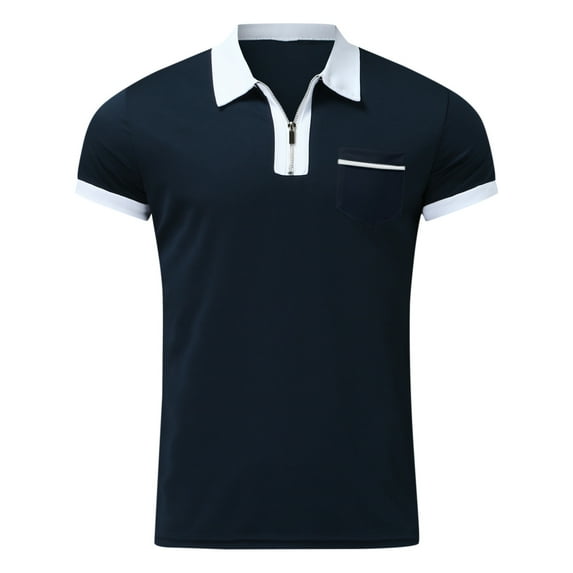 Aayomet Mens Polo Shirts Short Sleeve Golf Shirts for Men Long/Short Sleeve Print Moisture Wicking Polo Shirts Sport Tennis Shirts,Navy L