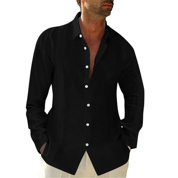 Aayomet Mens Shirts Men'S Casual Solid Color Embroidered Belt Shirt Long-Sleeved Button Lapel Mens Hawaiian Shirts Black,3XL